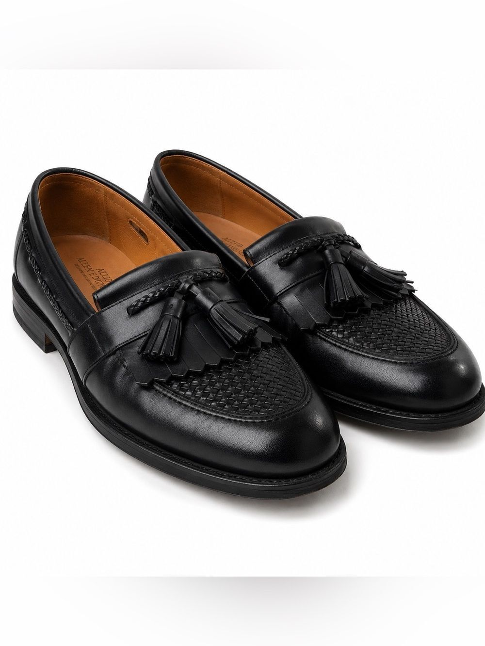 Allen Edmonds Cody Tassel Loafers Black Woven Leather Men 10.5B Narrow